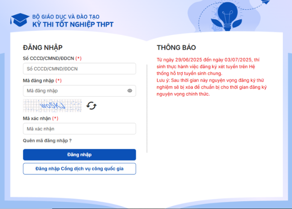 Thí sinh có 5 ngày để đăng ký thử nguyện vọng xét tuyển đại học 2025