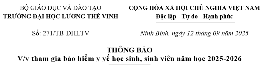Thông báo Tham gia bảo hiểm y tế học sinh, sinh viên năm học 2025-2026