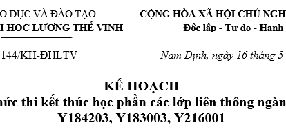 Thông báo về Kế hoạch tổ chức thi kết thúc học phần các lớp ngành Thú y K18.03 và K21.01