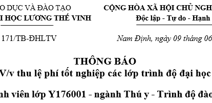 Thông báo về thu lệ phí tốt nghiệp các lớp trình độ đại học