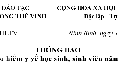 Thông báo Tham gia bảo hiểm y tế học sinh, sinh viên năm học 2025-2026