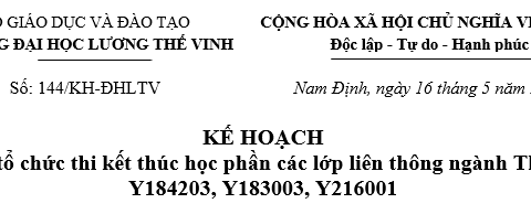 Thông báo về Kế hoạch tổ chức thi kết thúc học phần các lớp ngành Thú y K18.03 và K21.01