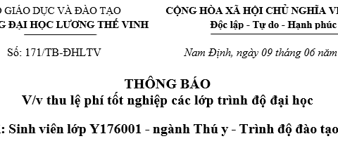 Thông báo về thu lệ phí tốt nghiệp các lớp trình độ đại học