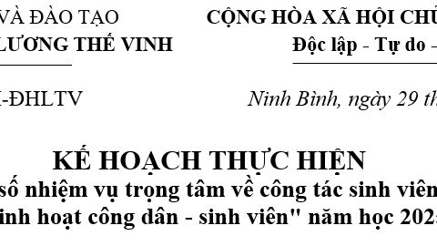 Thông báo Kế hoạch thực hiện một số nhiệm vụ trọng tâm về công tác sinh viên và 'Tuần sinh hoạt công dân - sinh viên' năm học 2025-2026